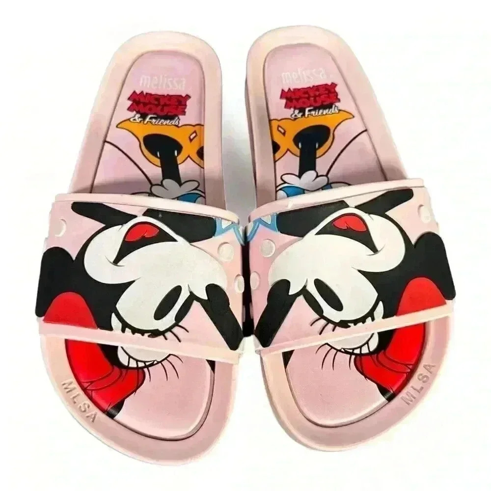 Melissa Mickey Minnie Slide Sandal Flats Pink Blush Women's 9 Disney 40 - Picture 5 of 9